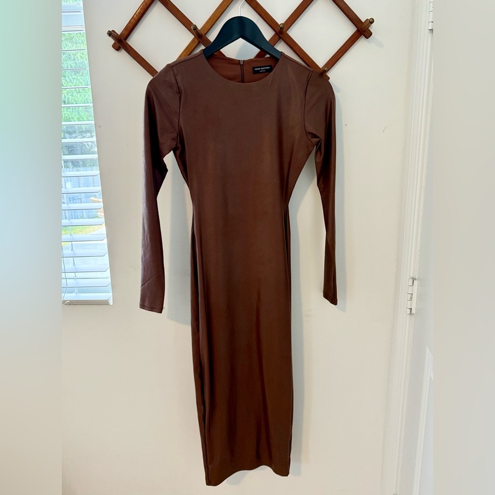 Naked Wardrobe Chocolate Long Sleeve Dress